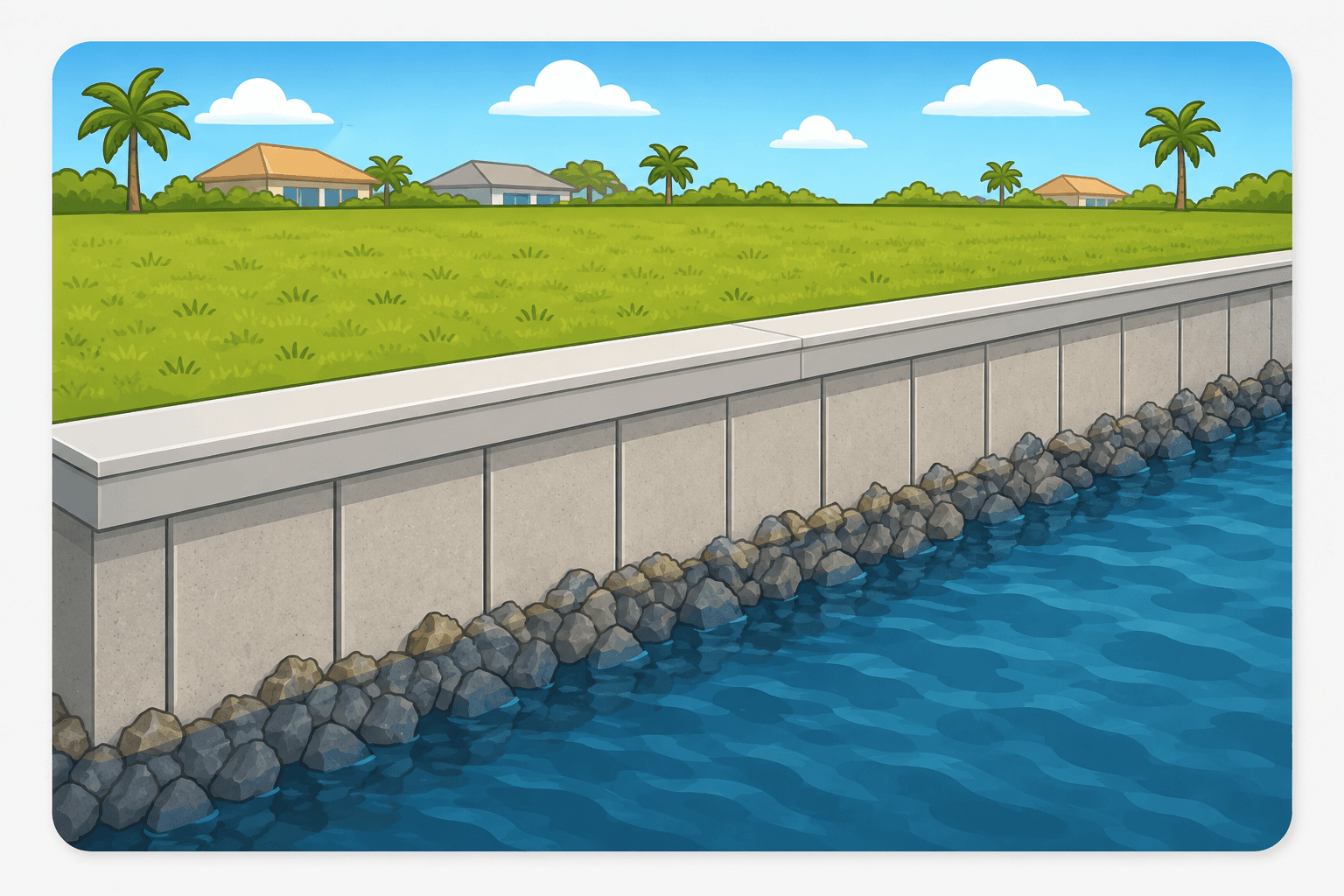 Cape Coral seawall and shoreline project planning illustration